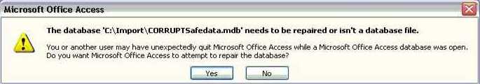 The database needs to be repaired or isn't a Microsoft Access database file